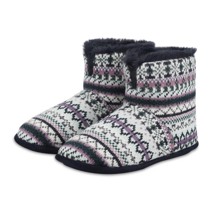 totes toasties® Ladies FairIsle Boot Slipper Navy Fairisle Extra Image 2